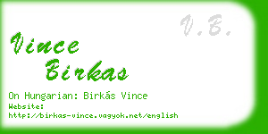 vince birkas business card